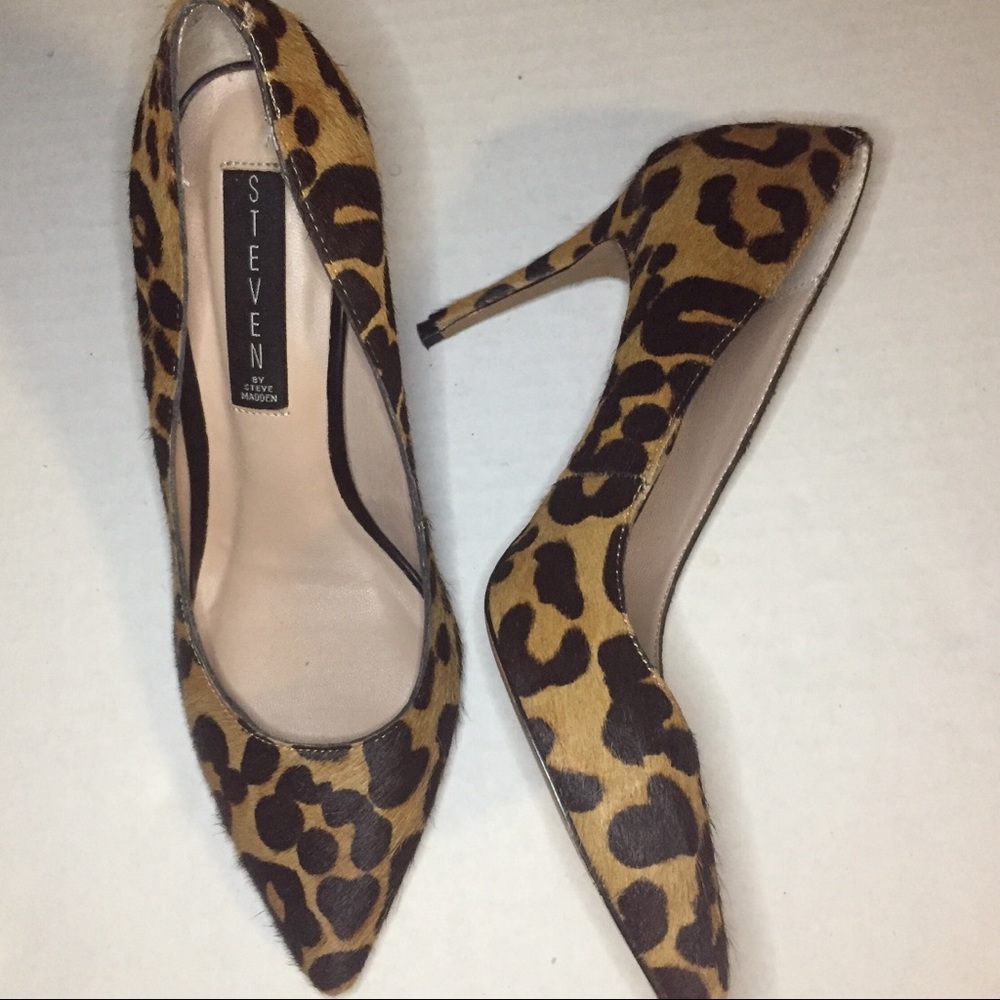 Steven By Steve Madden Calf Hair Leopard Pumps S/7 - Picture 8 of 11